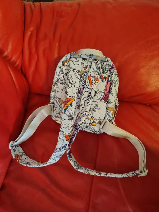 Vera Bradley White Quilted Backpack with Multicolor Butterfly Floral Print - Picture 3 of 5
